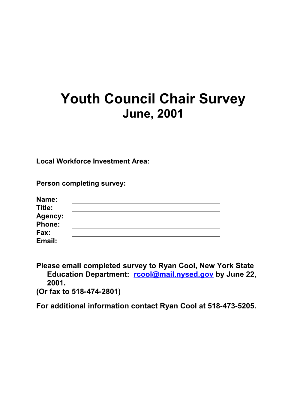 Youth Council Chair Survey