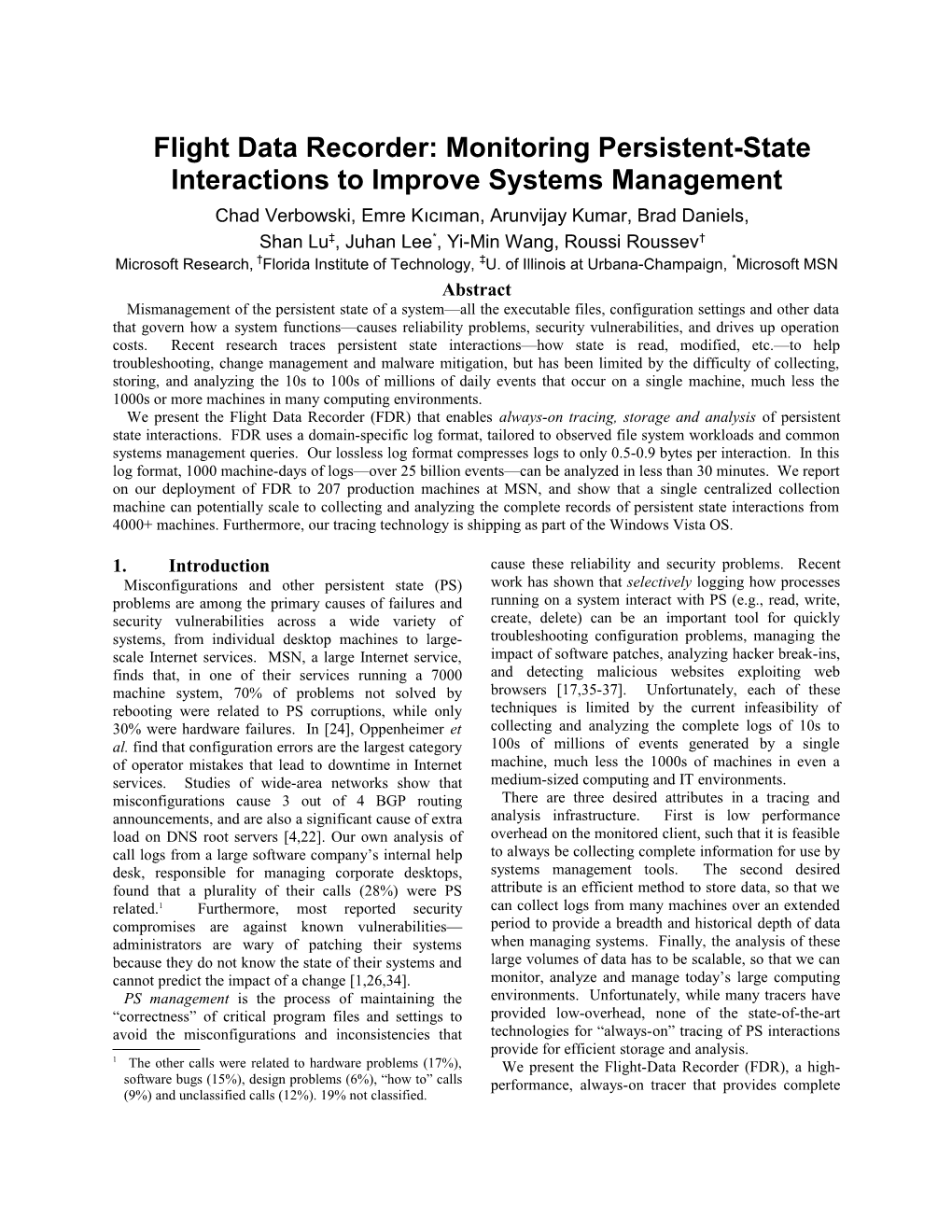 Flight Data Recorder: Monitoring Persistent-State Interactions to Improve Systems Management