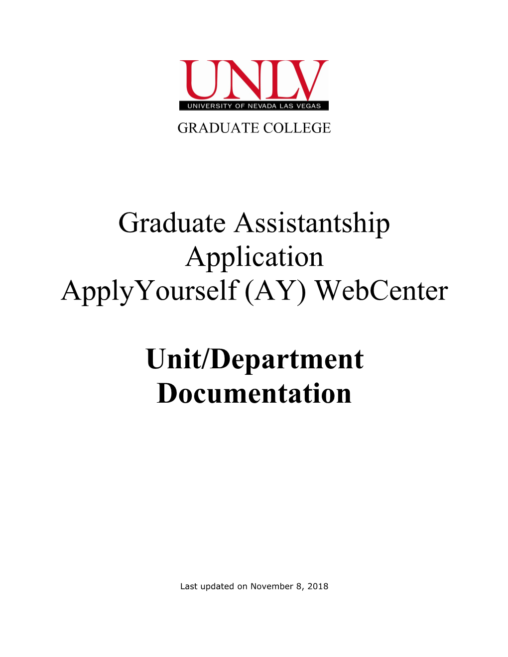 Graduate Assistantship Application