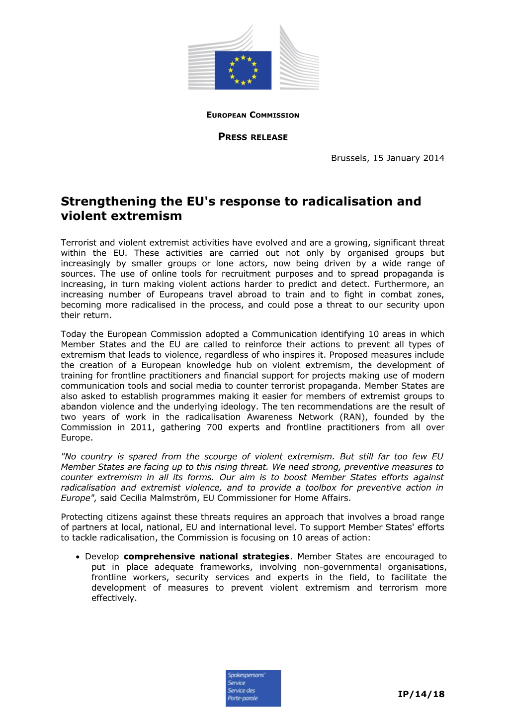 Strengthening the EU's Response to Radicalisation and Violent Extremism