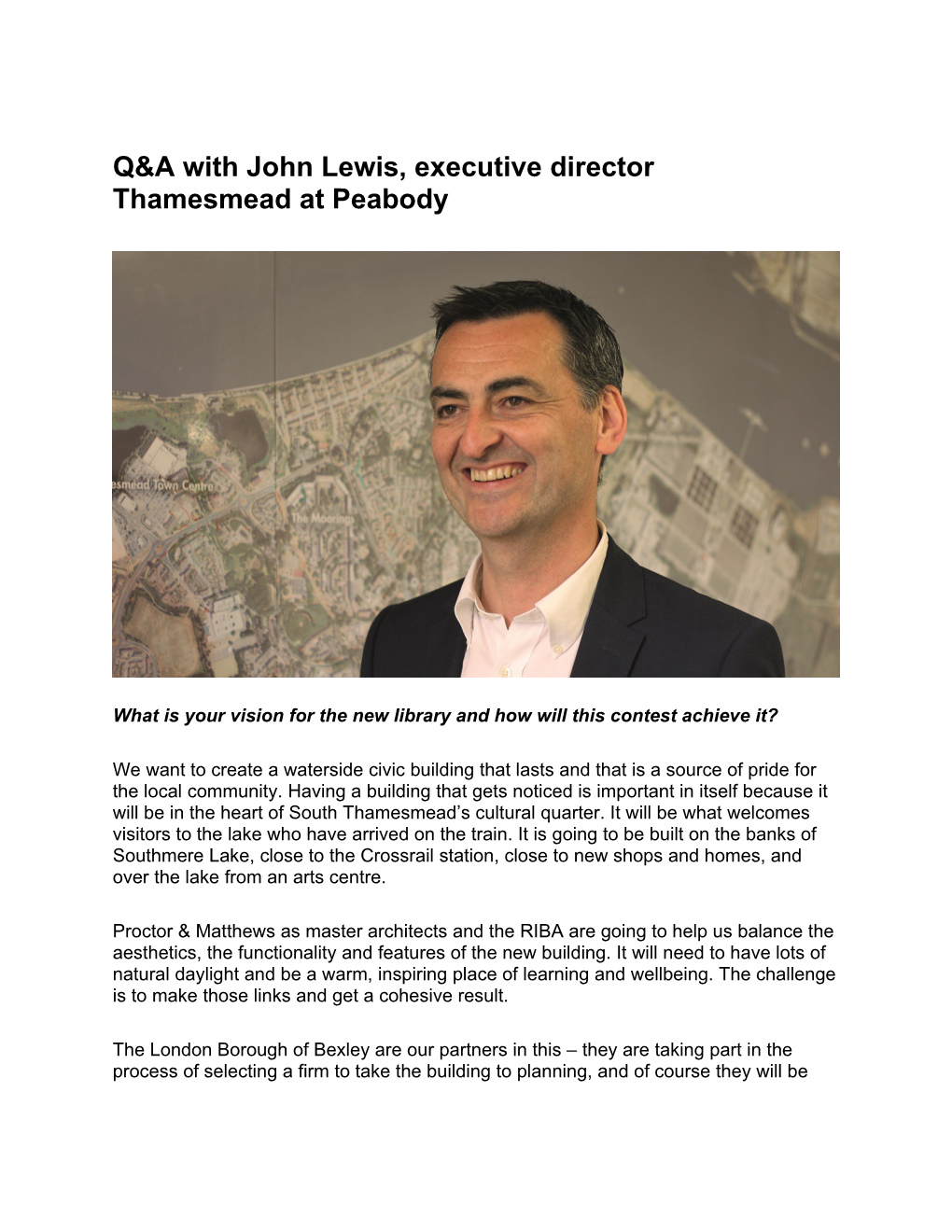 Q&A with John Lewis,Executive Director Thamesmead at Peabody