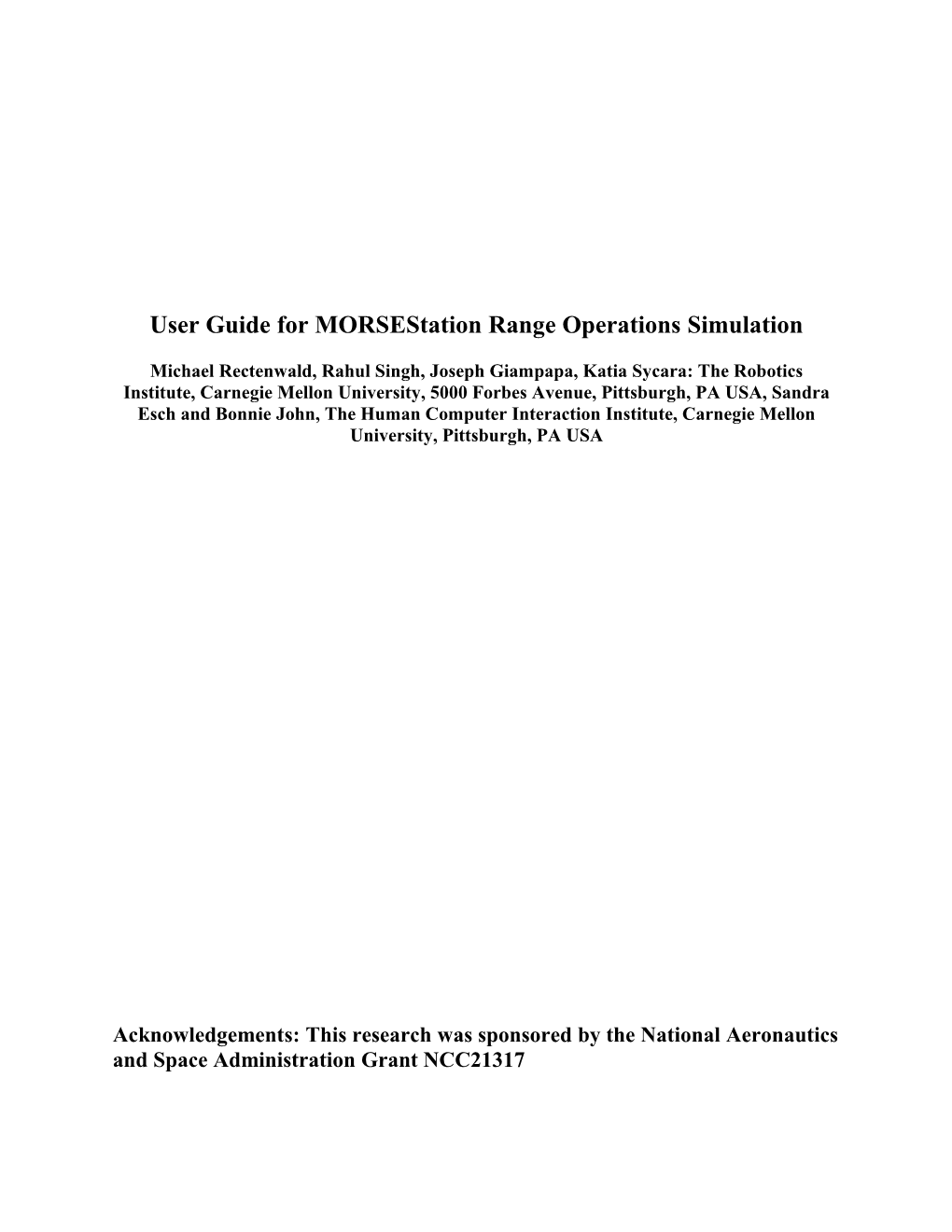 Running Instructions for Morsestation Range Operations