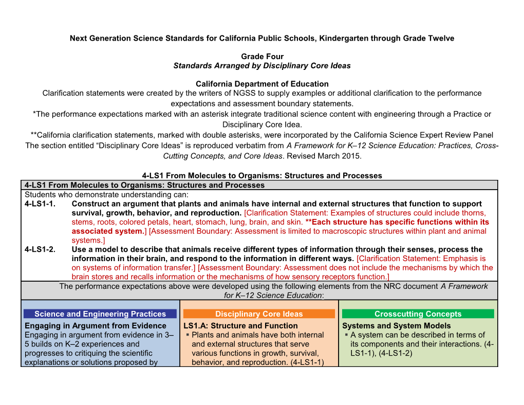 Grade 4 Standards - NGSS (CA Dept of Education)