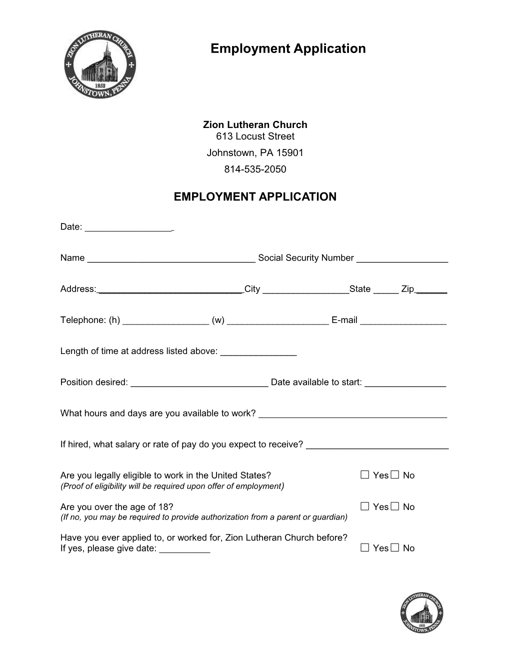 Employment Application (Customizable)