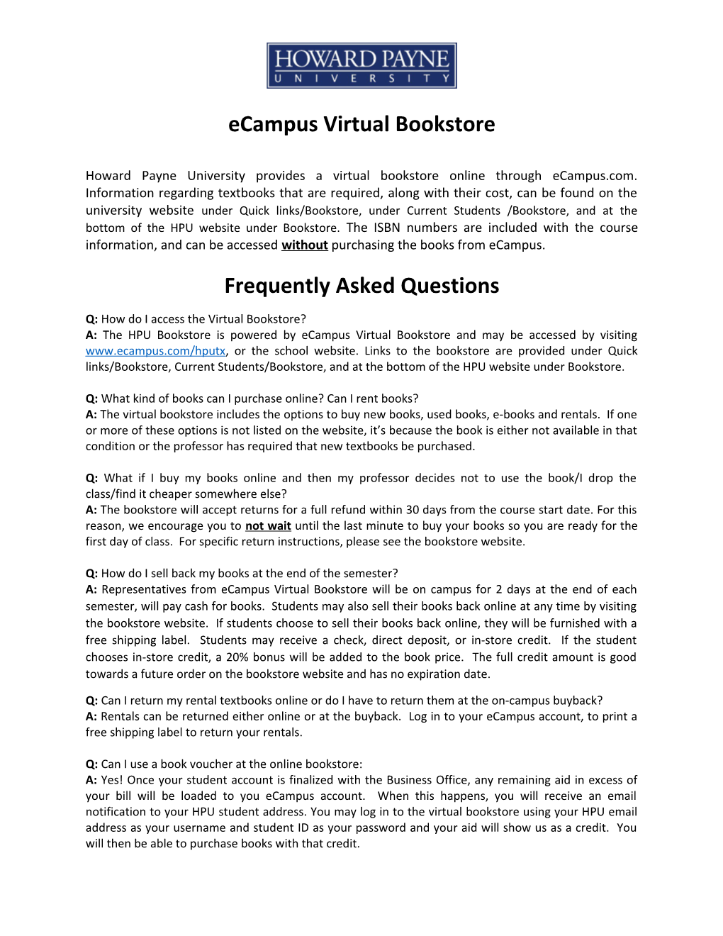 Ecampus Virtual Bookstore