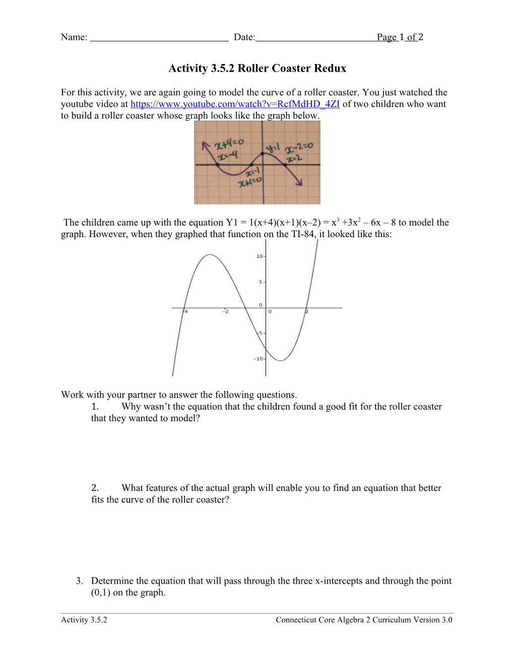 Activity 3.5.2 Roller Coaster Redux