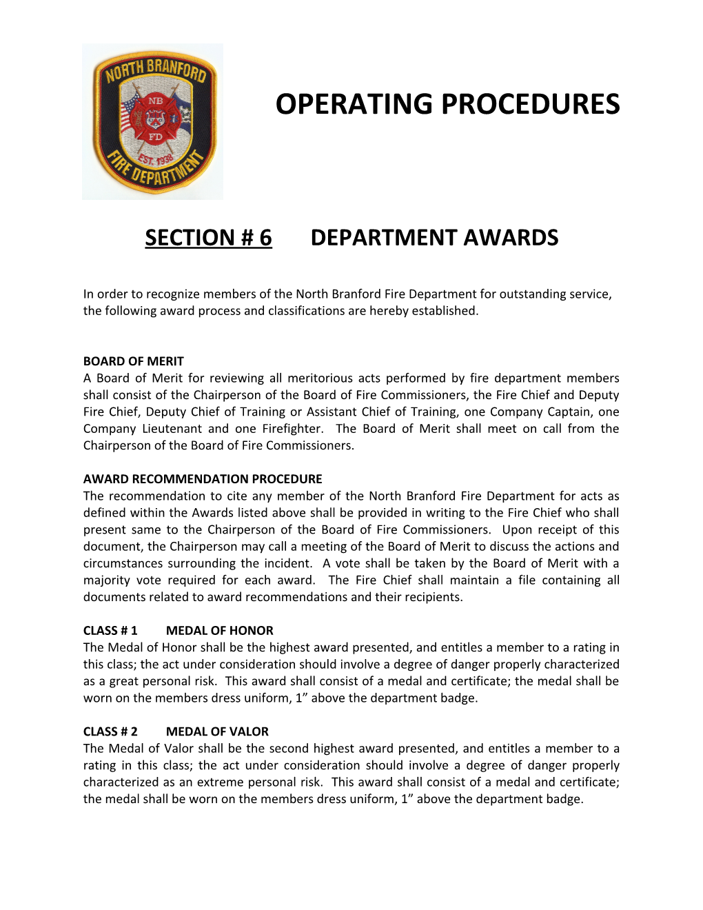 Section # 6Department Awards