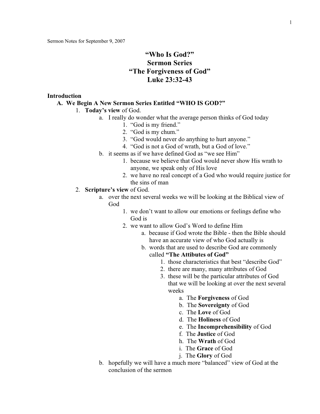 Sermon Notes for April 13, 2003