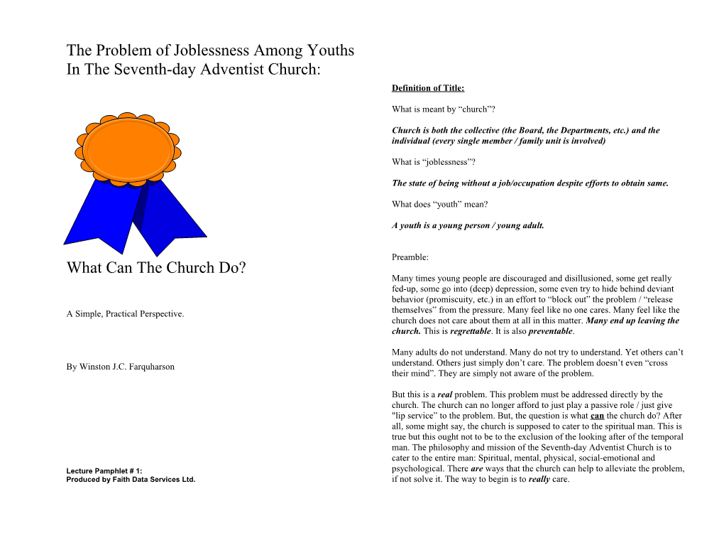 The Problem of Joblessness Among Youths in the Seventh-Day Adventist Church