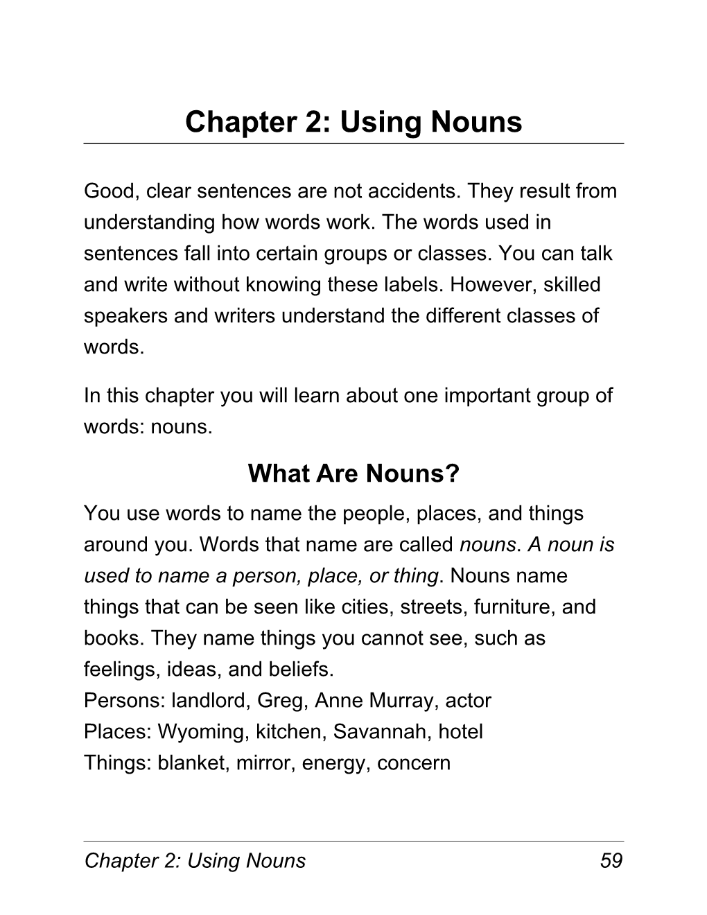 Chapter 2: Using Nouns