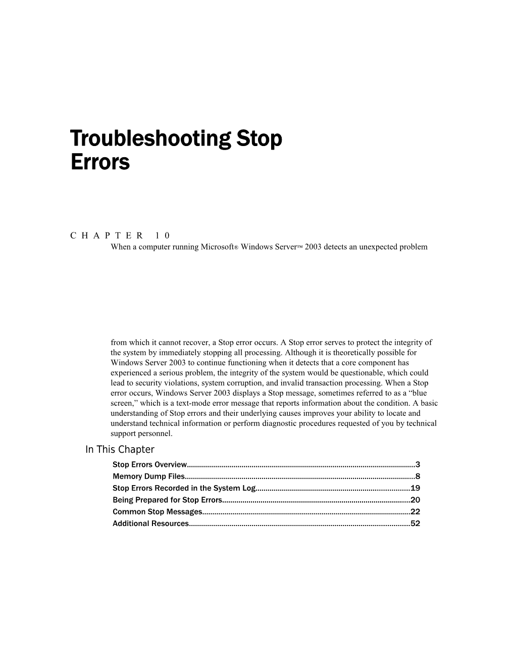 Troubleshooting Stop Errors