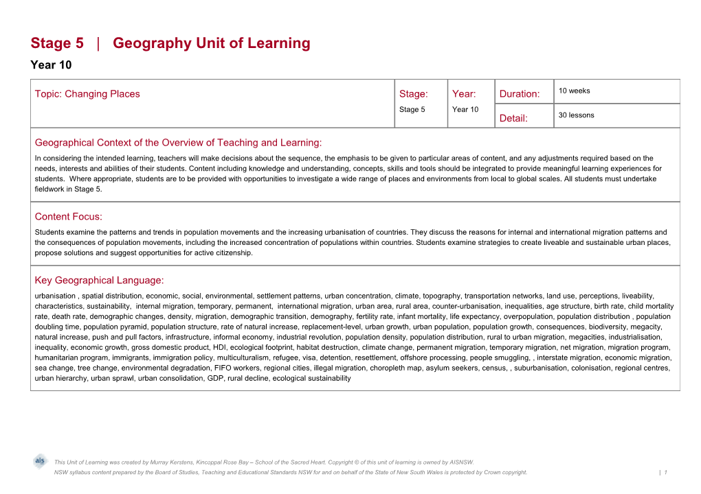 Geographical Context of the Overview of Teaching and Learning