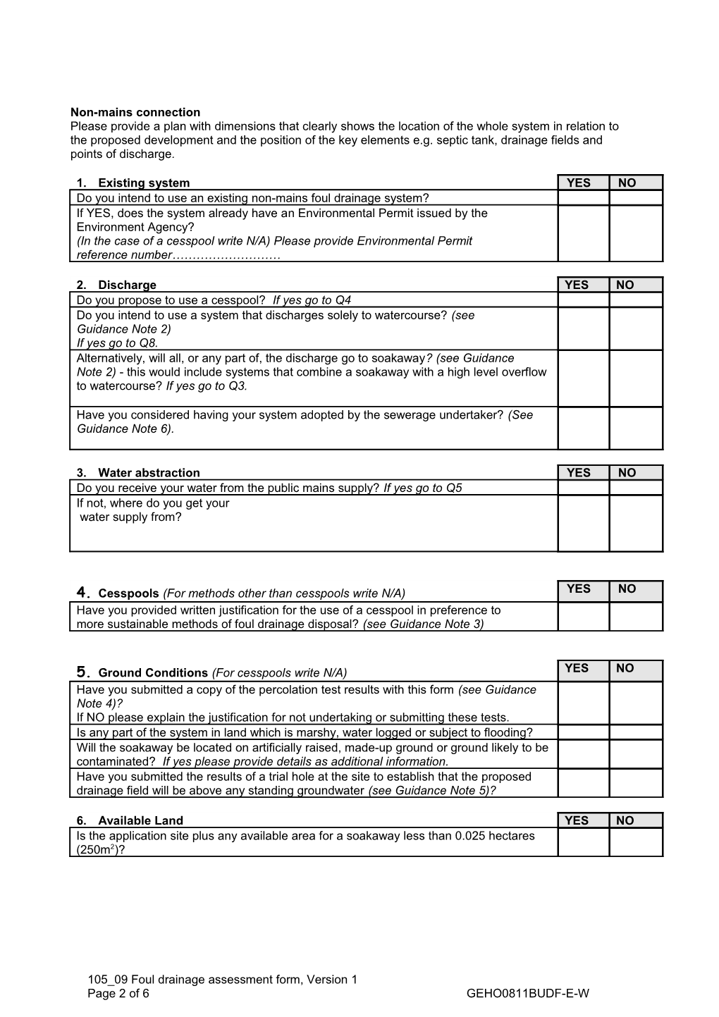 105 09 Foul Drainage Assessment Form (FDA1)