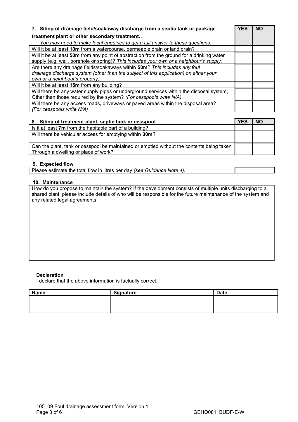 105 09 Foul Drainage Assessment Form (FDA1)