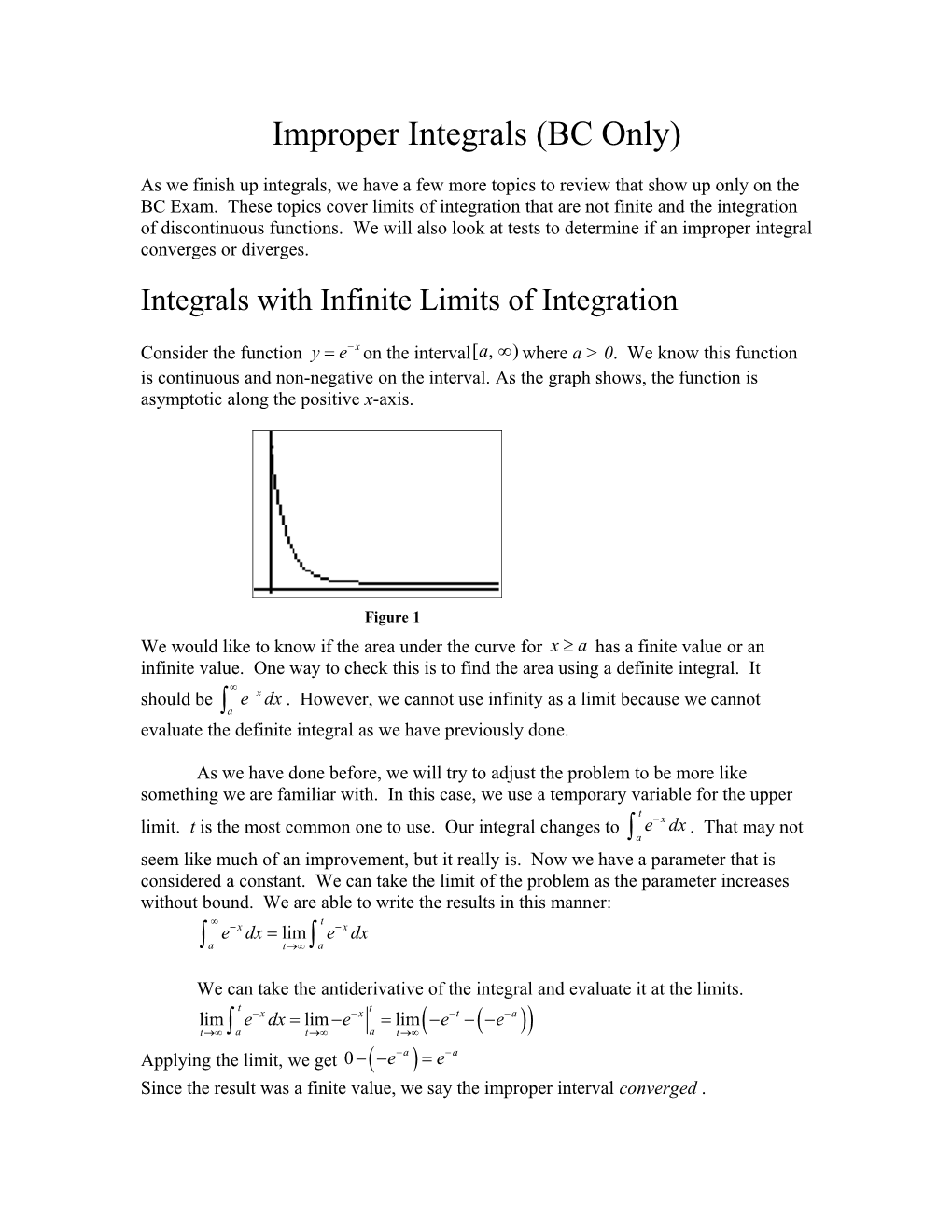 Integrals with Infinite Limits of Integration