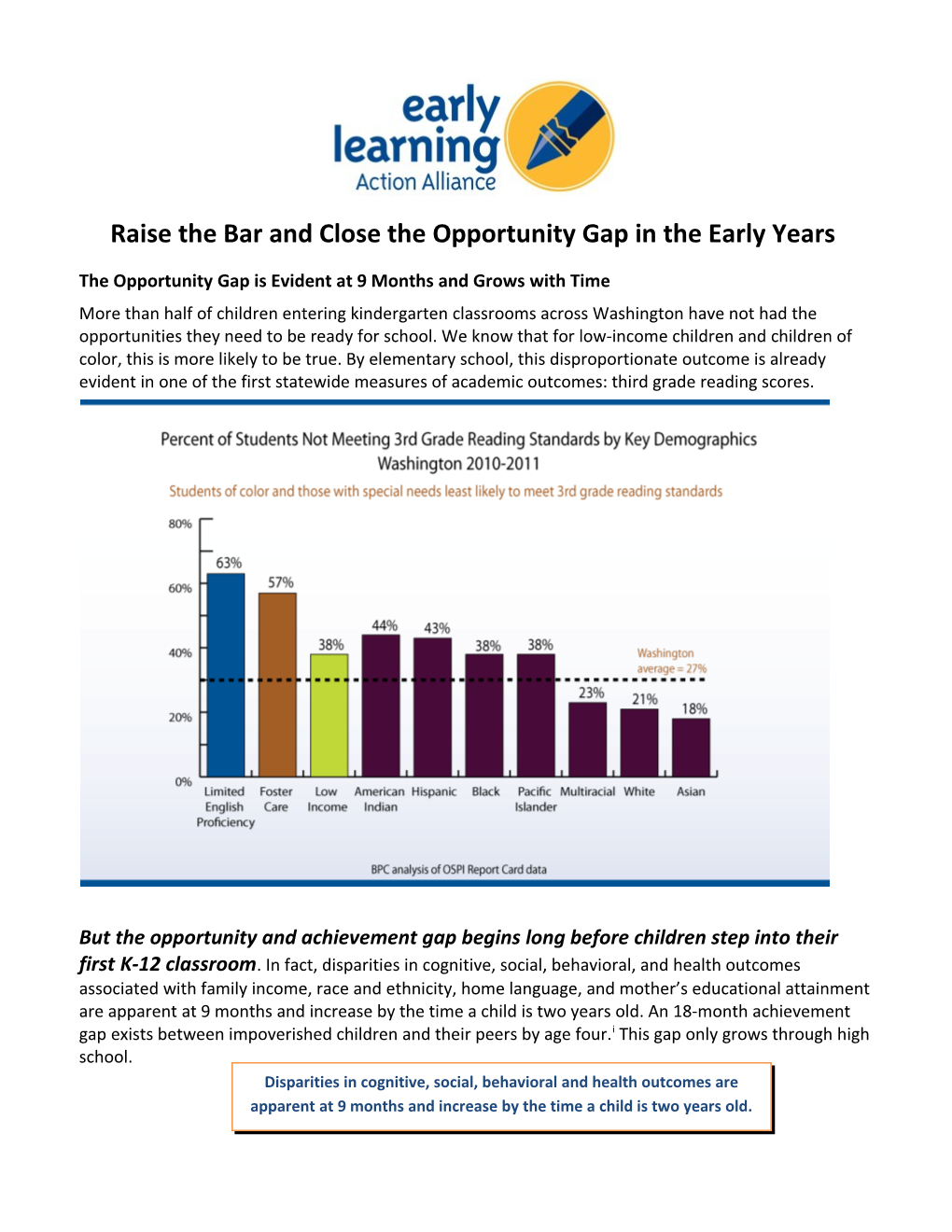 Raise the Bar and Close the Opportunity Gapin the Early Years