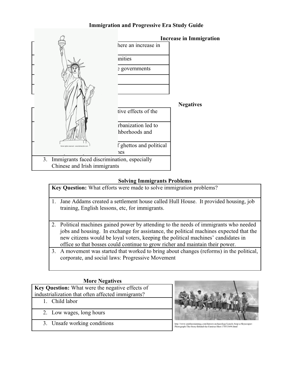 Immigration and the Progressive Era Study Guide #4