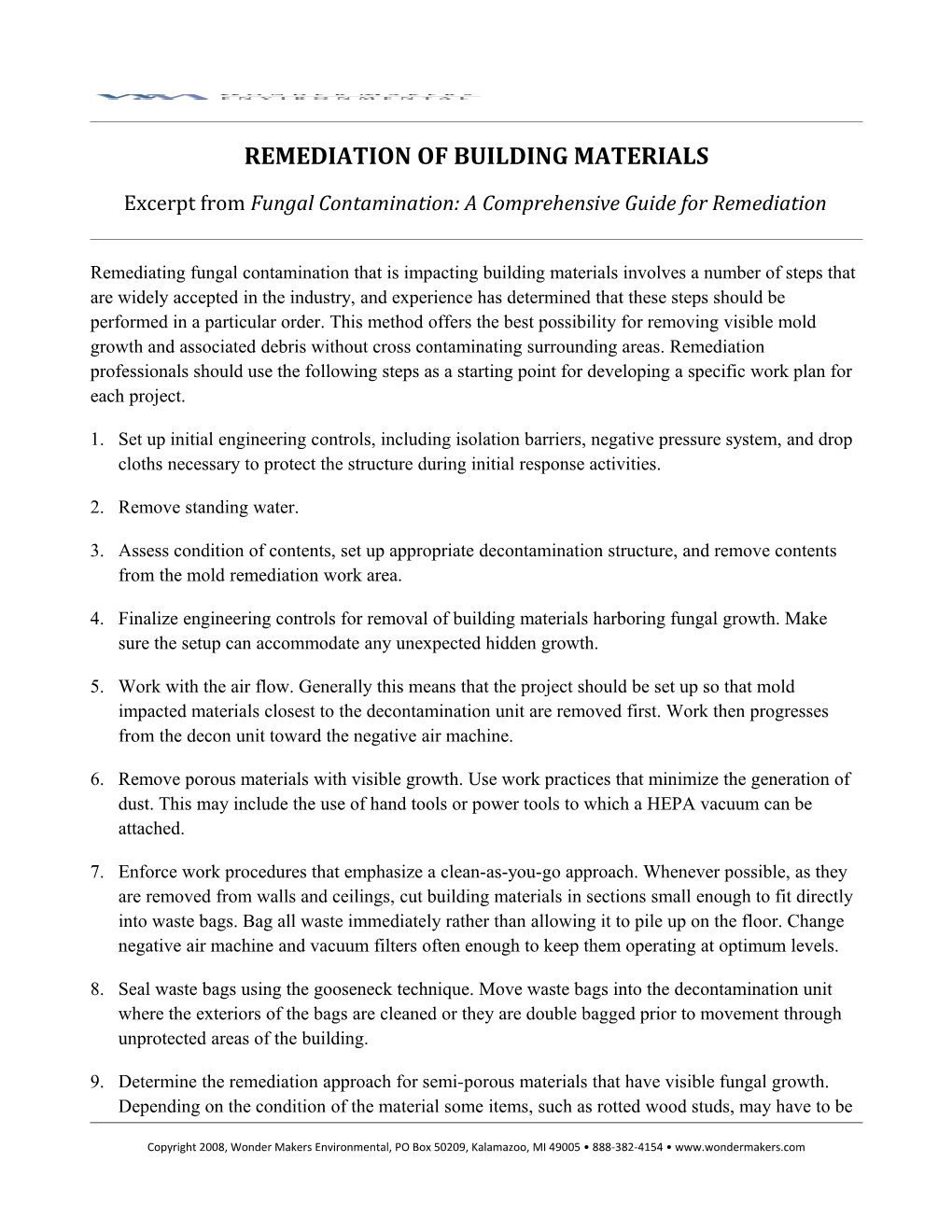 Remediation of Building Materialspage 1 of 3