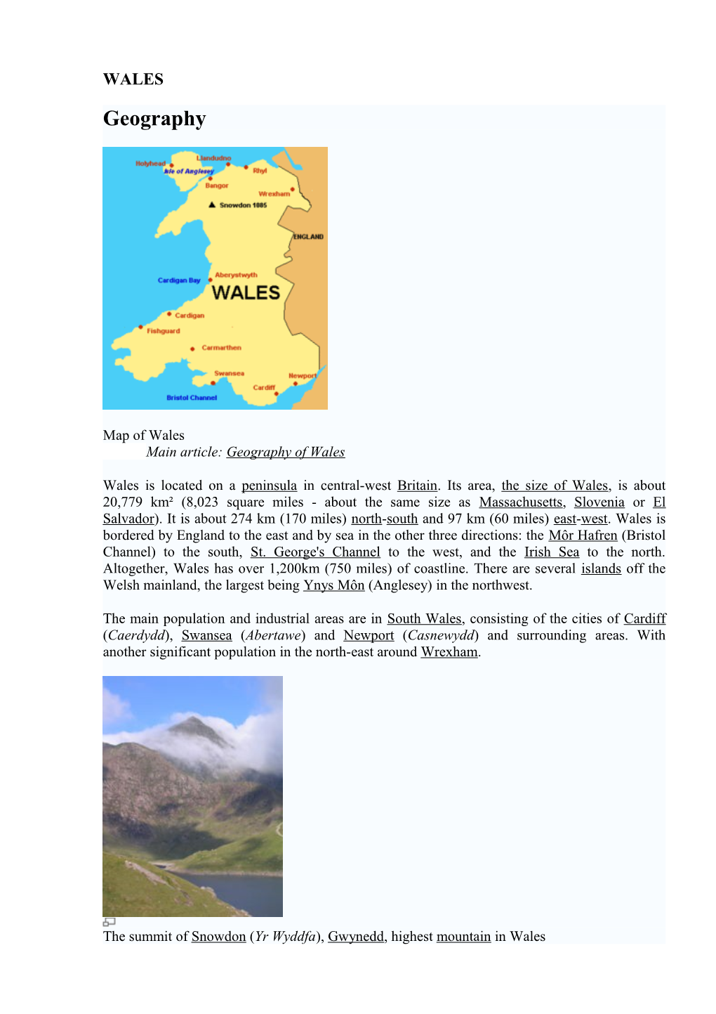 Main Article: Geography of Wales