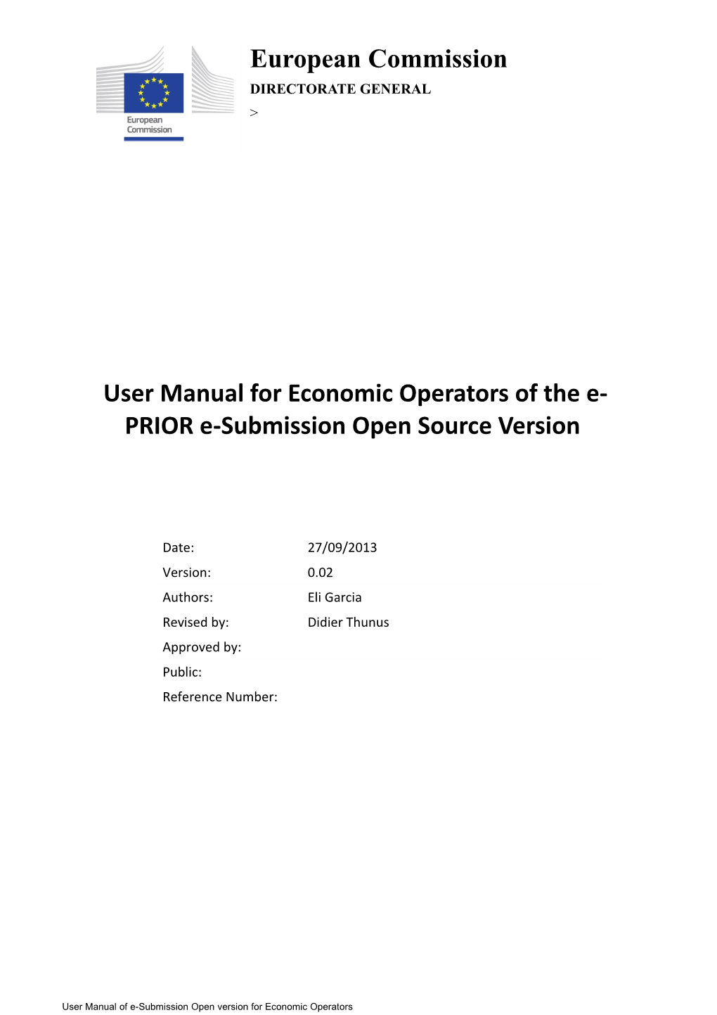 User Manual for Economic Operators of the E-PRIOR E-Submission Open Source Version