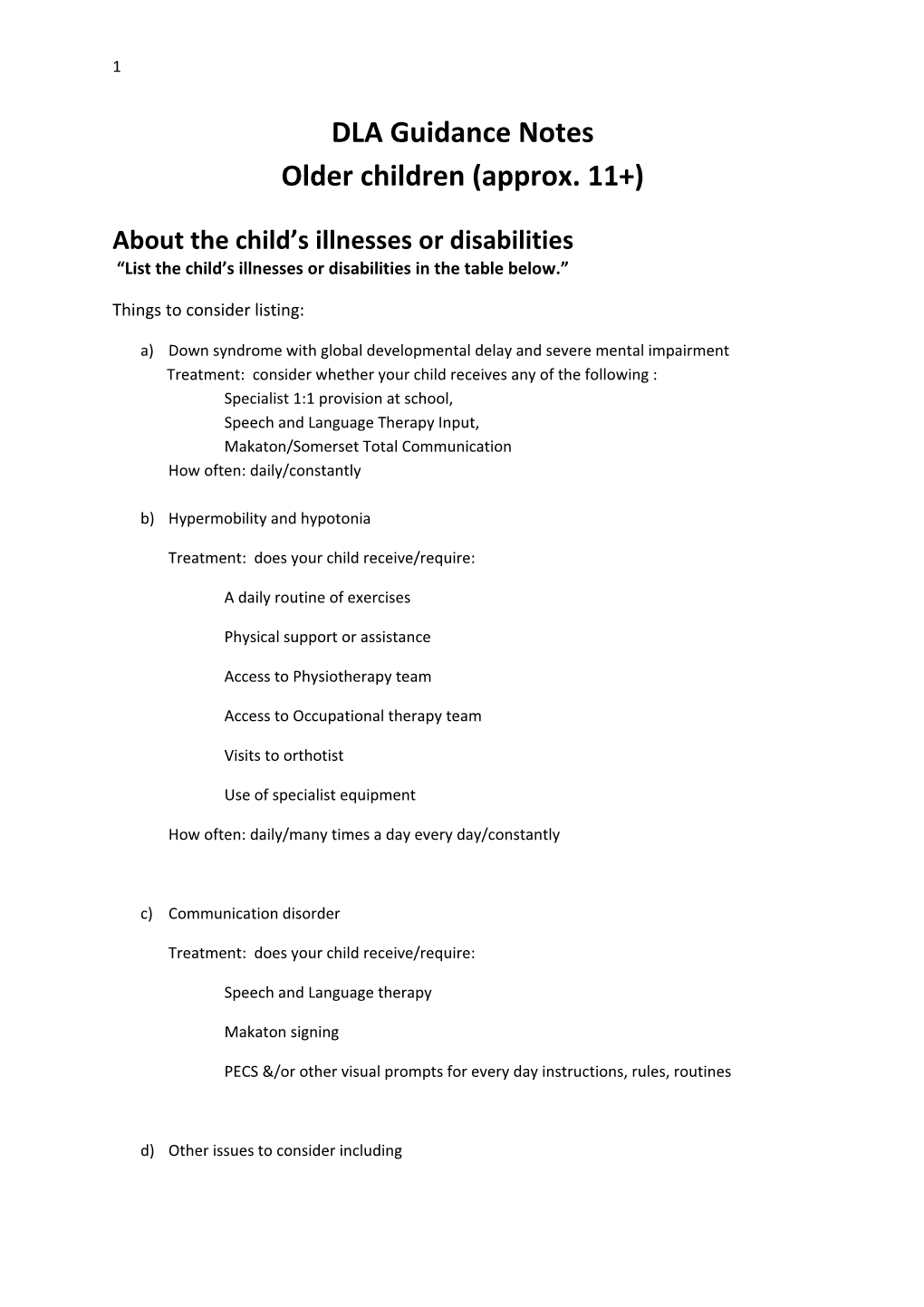 About the Child S Illnesses Or Disabilities