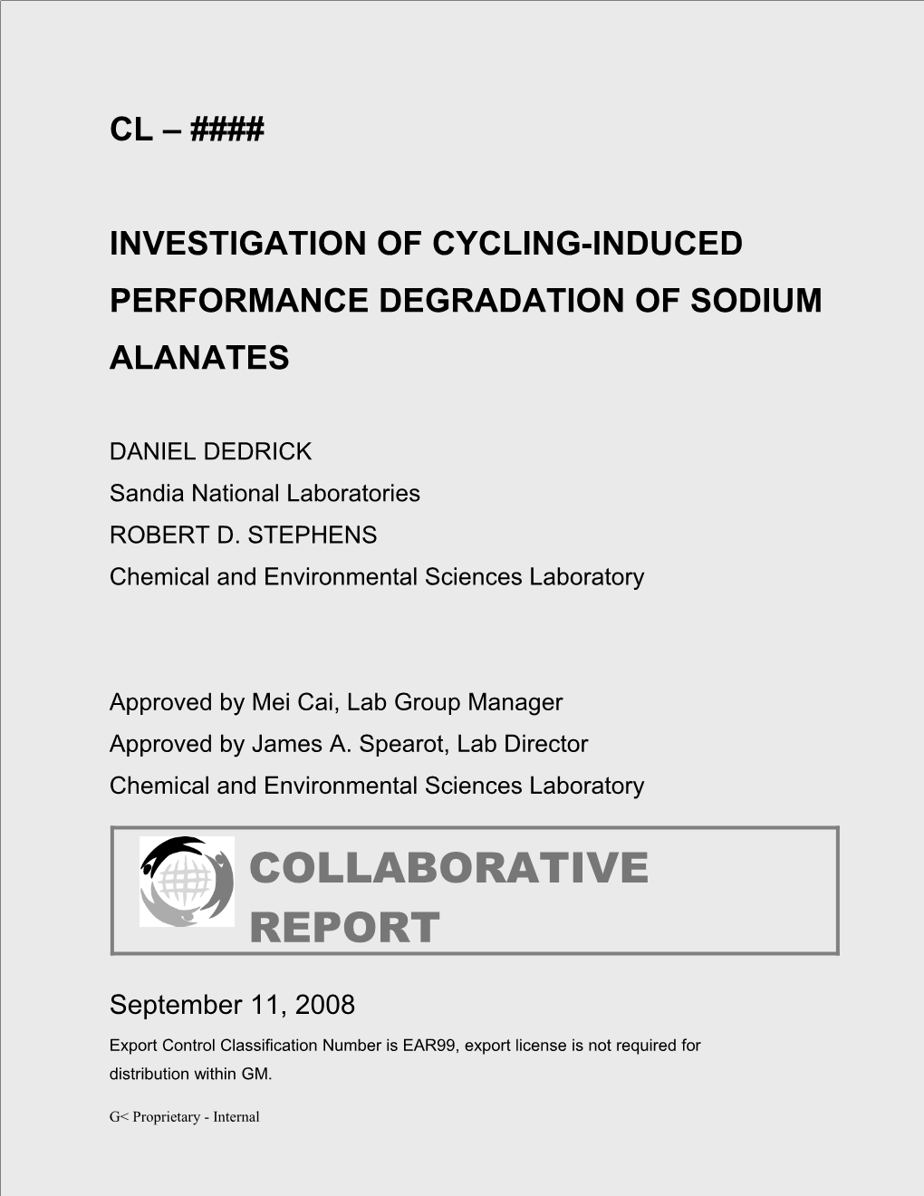 Investigation of Cycling-Induced Performance Degradation of Sodium Alanates