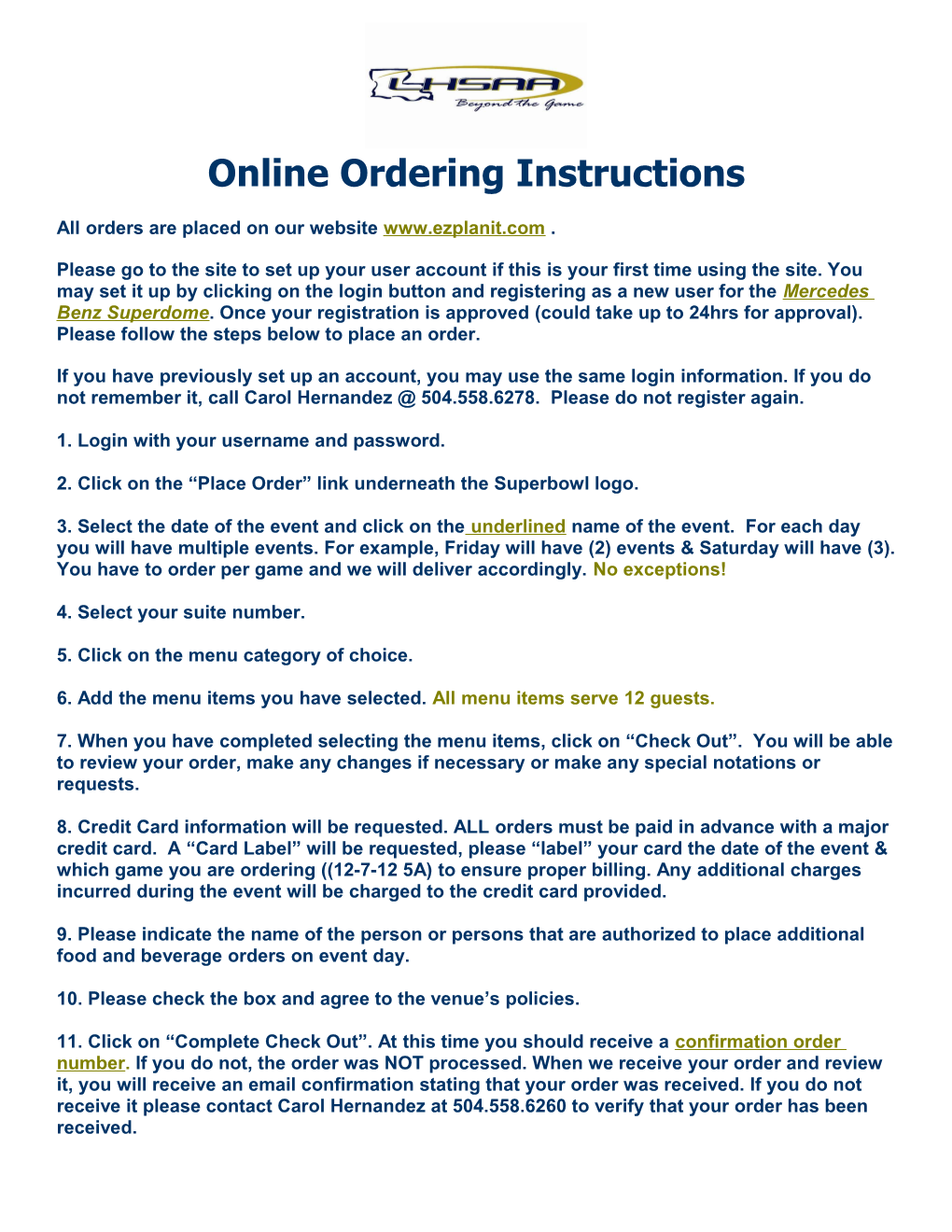 Online Ordering Instructions