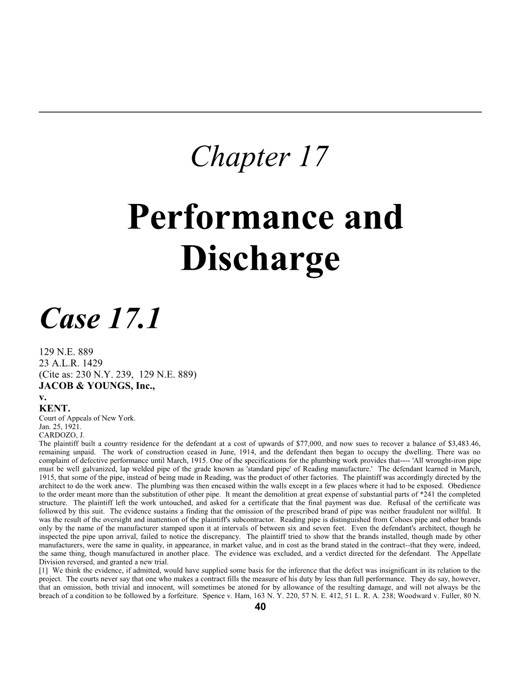 Chapter 17: Performance and Discharge 1