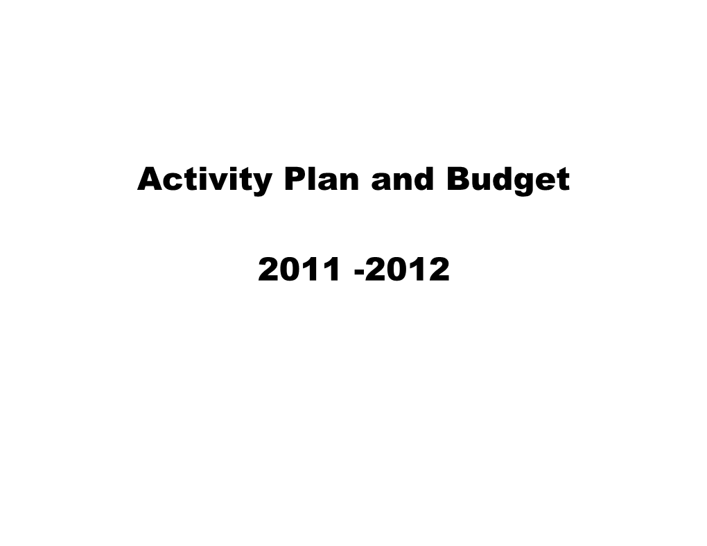 Activity Plan and Budget