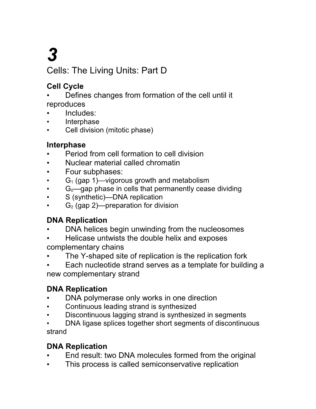 Cells: the Living Units: Part D