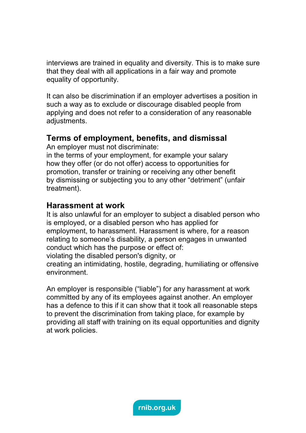 The Disability Discrimination Act 1995 Your Rights in Employment