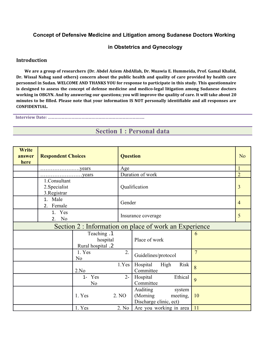 Concept of Defensive Medicine and Litigation Among Sudanese Doctors Working in Obstetrics