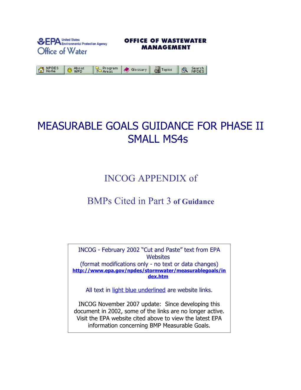 MEASURABLE GOALS GUIDANCE for PHASE II SMALL Ms4s