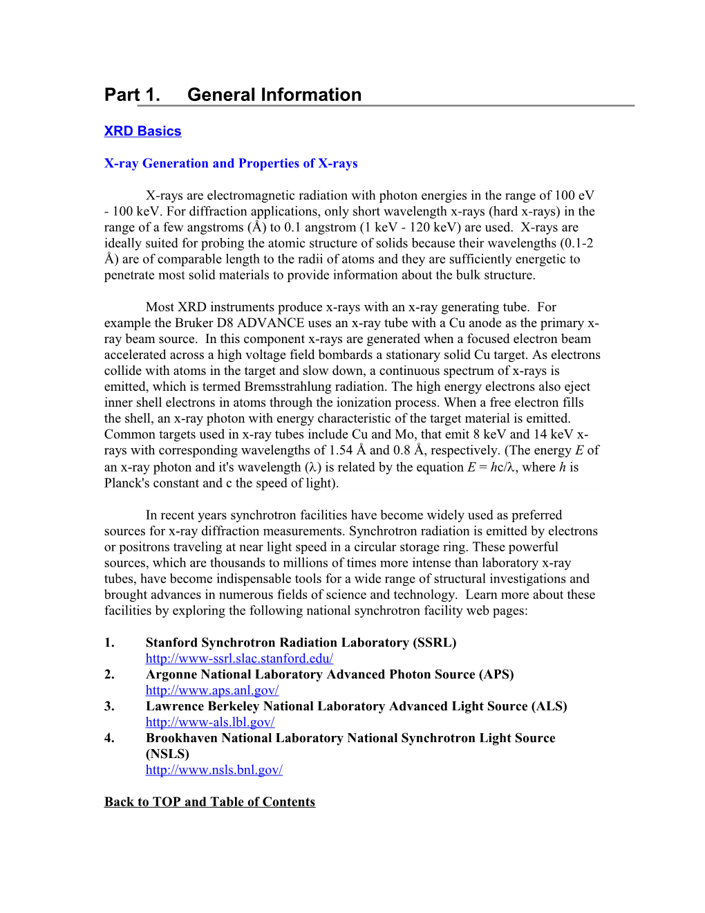 X-Ray Generation and Properties of X-Rays