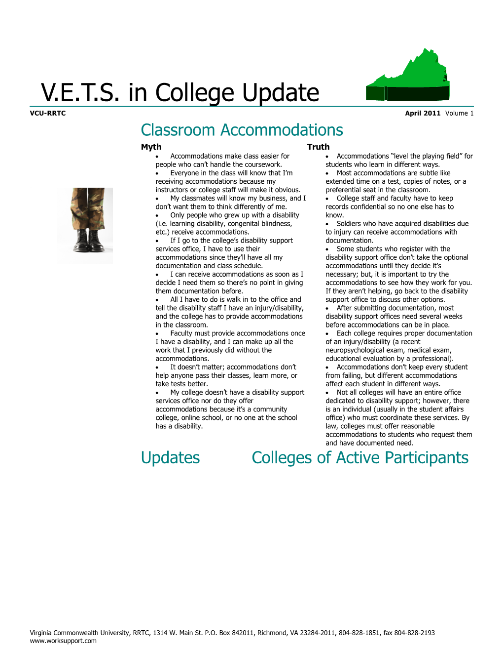 V.E.T.S. in College Update