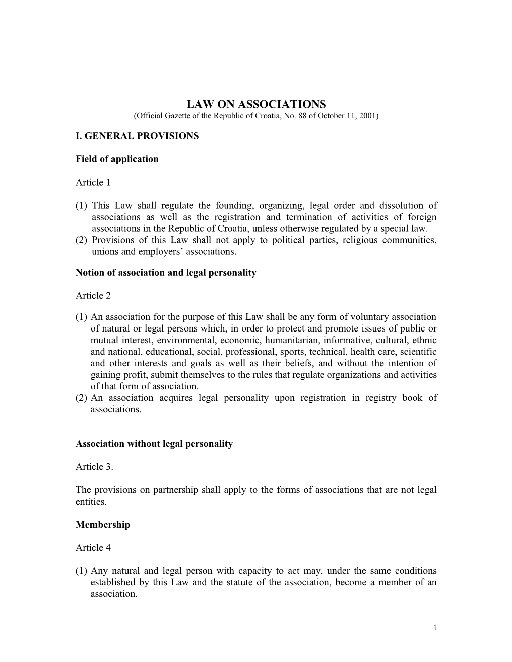 Law on Associations