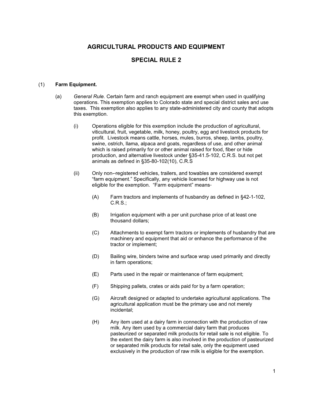 Agricultural Products and Equipment