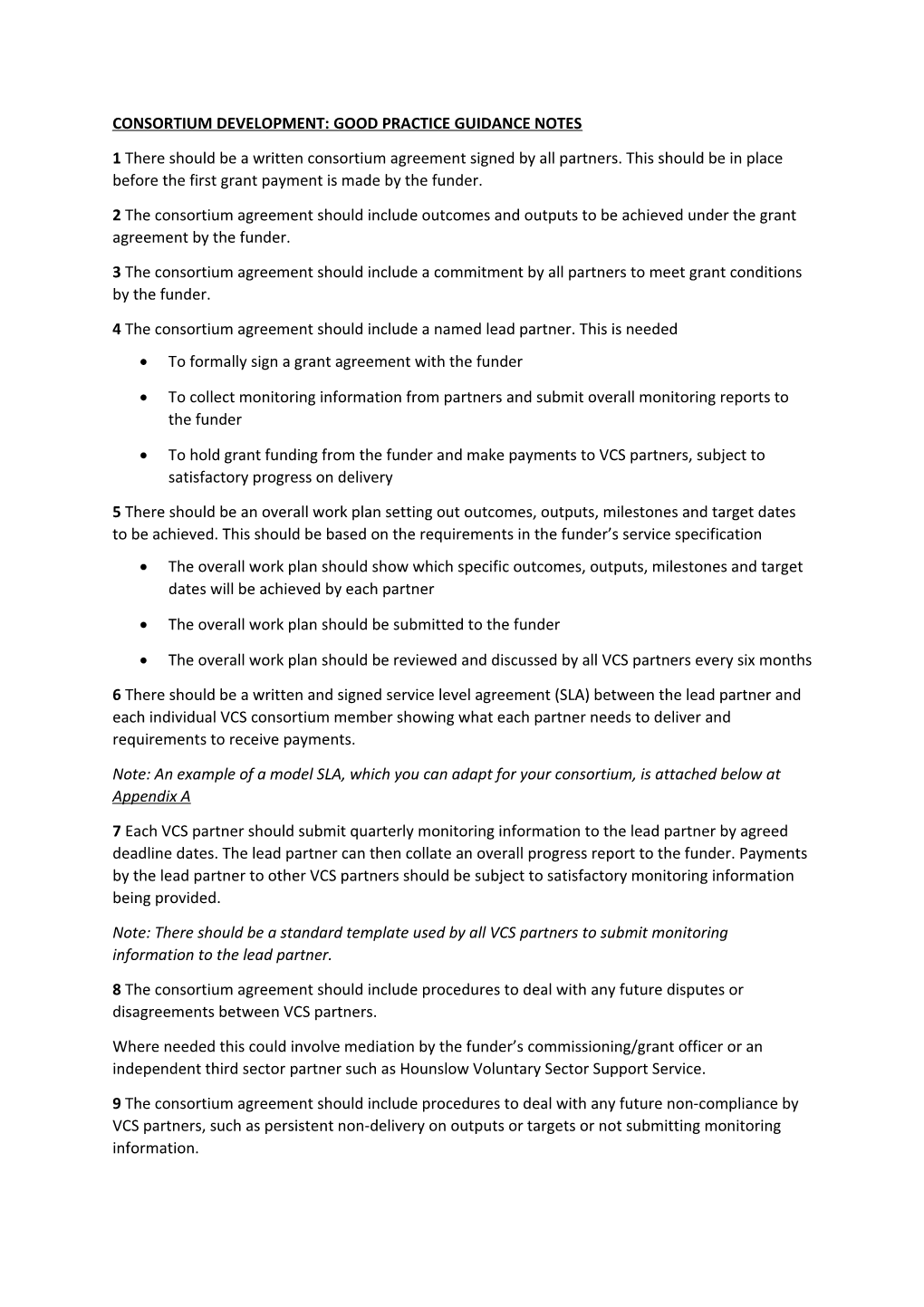 Consortium Development: Good Practice Guidance Notes