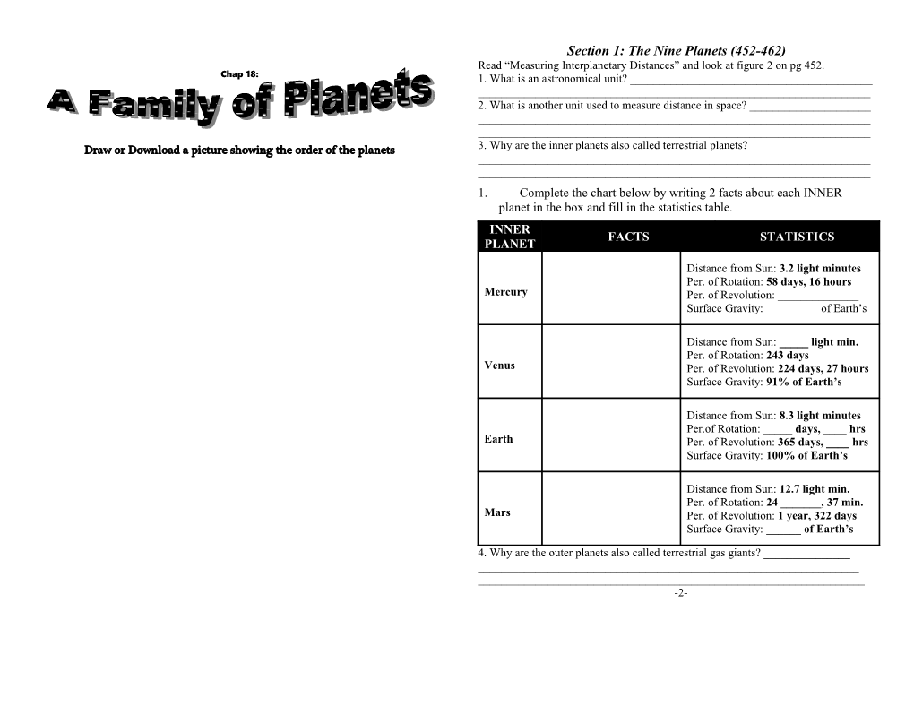 Chapter 18 Tour: a Family of Planets