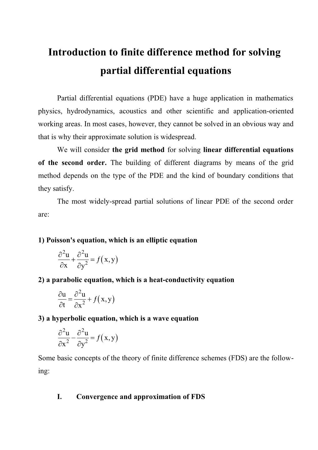Introduction to Finite Difference Method for Solving