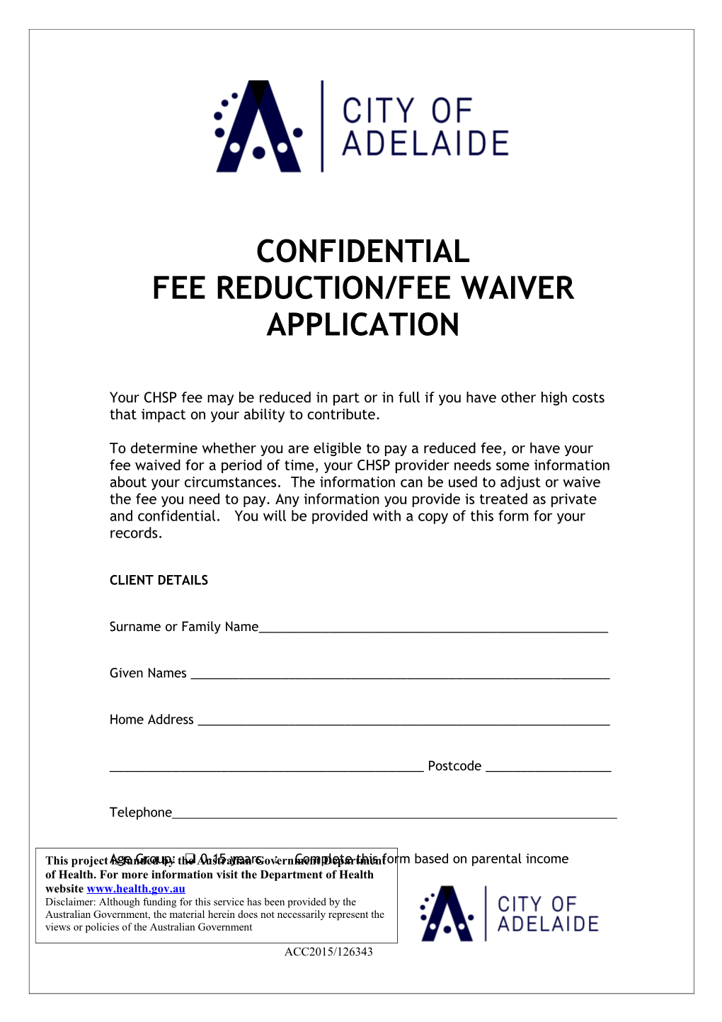 Fee Reduction/Fee Waiver Application