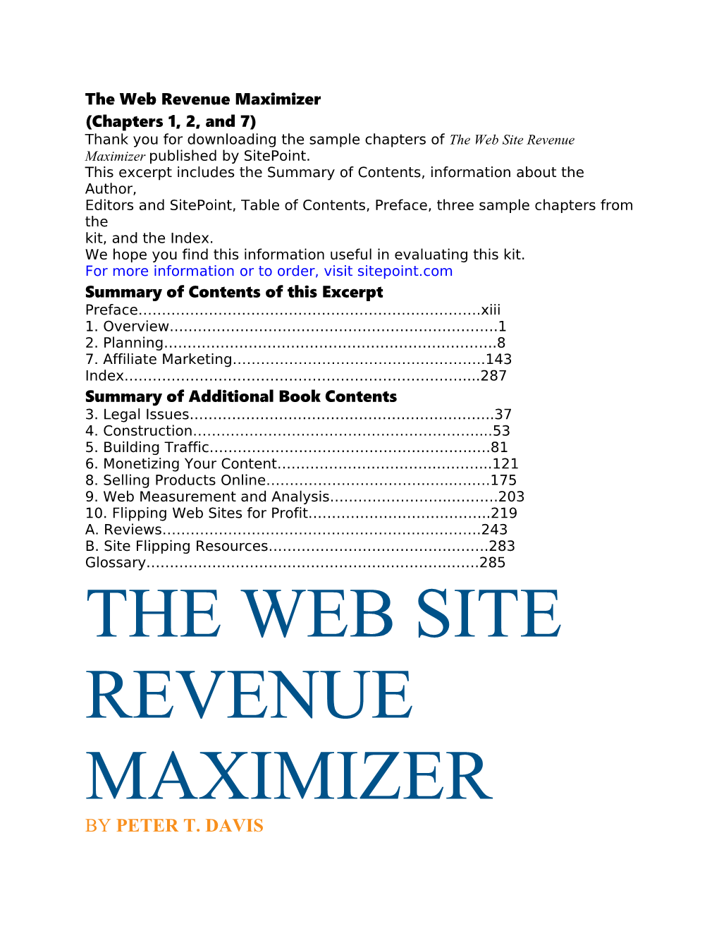 The Web Revenue Maximizer