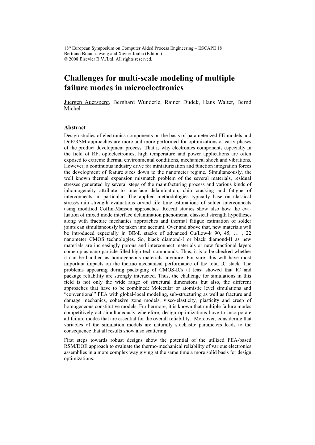 Challenges for Multi-Scale Modeling of Multiple Failure Modes in Microelectronics