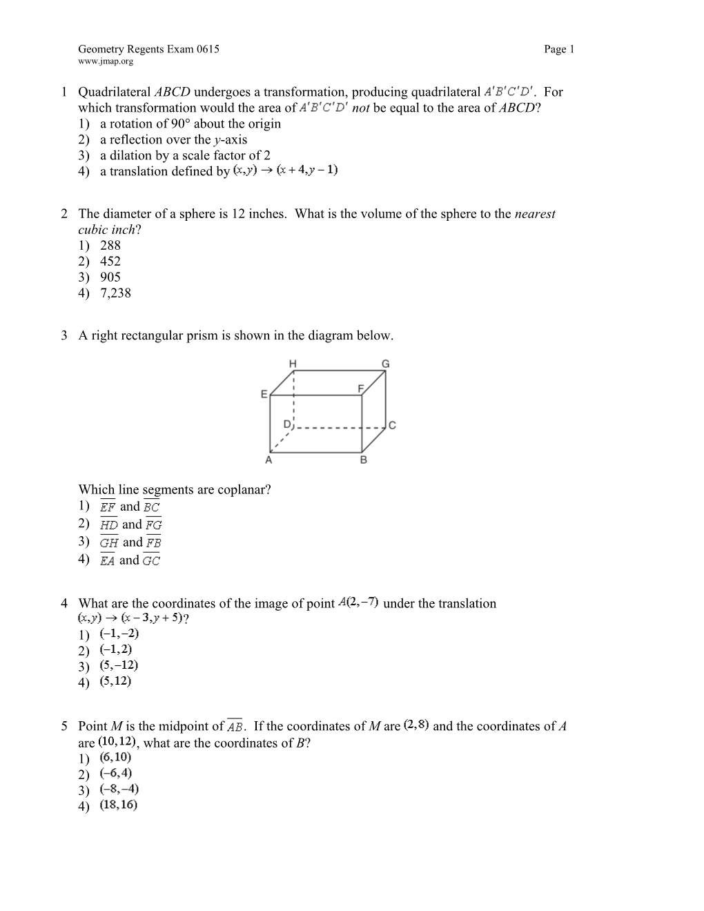 3A Right Rectangular Prism Is Shown in the Diagram Below