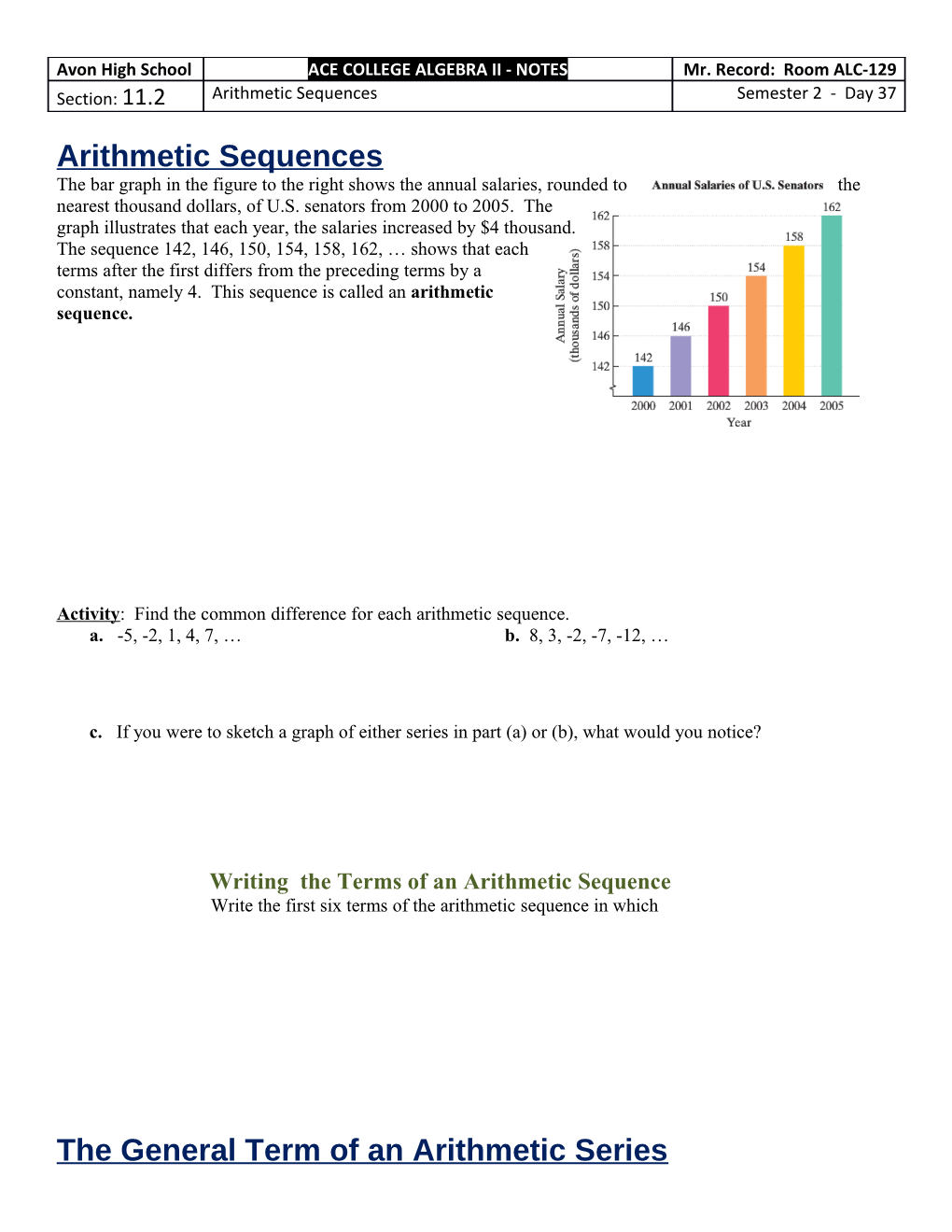 Activity: Find the Common Difference for Each Arithmetic Sequence