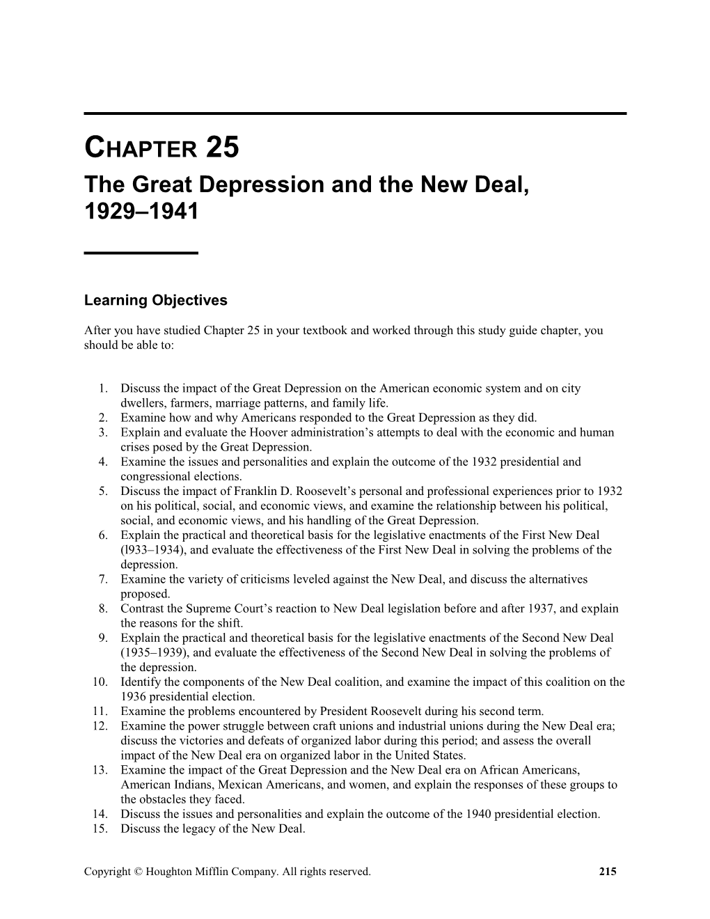 The Great Depression and the New Deal, 1929 19411