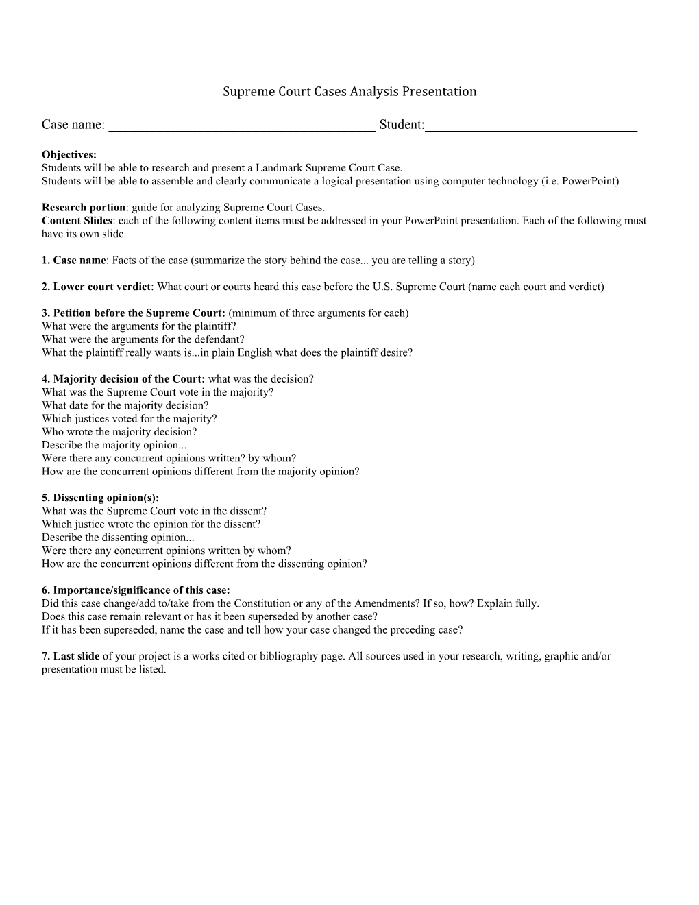 Supreme Court Cases Analysis Presentation