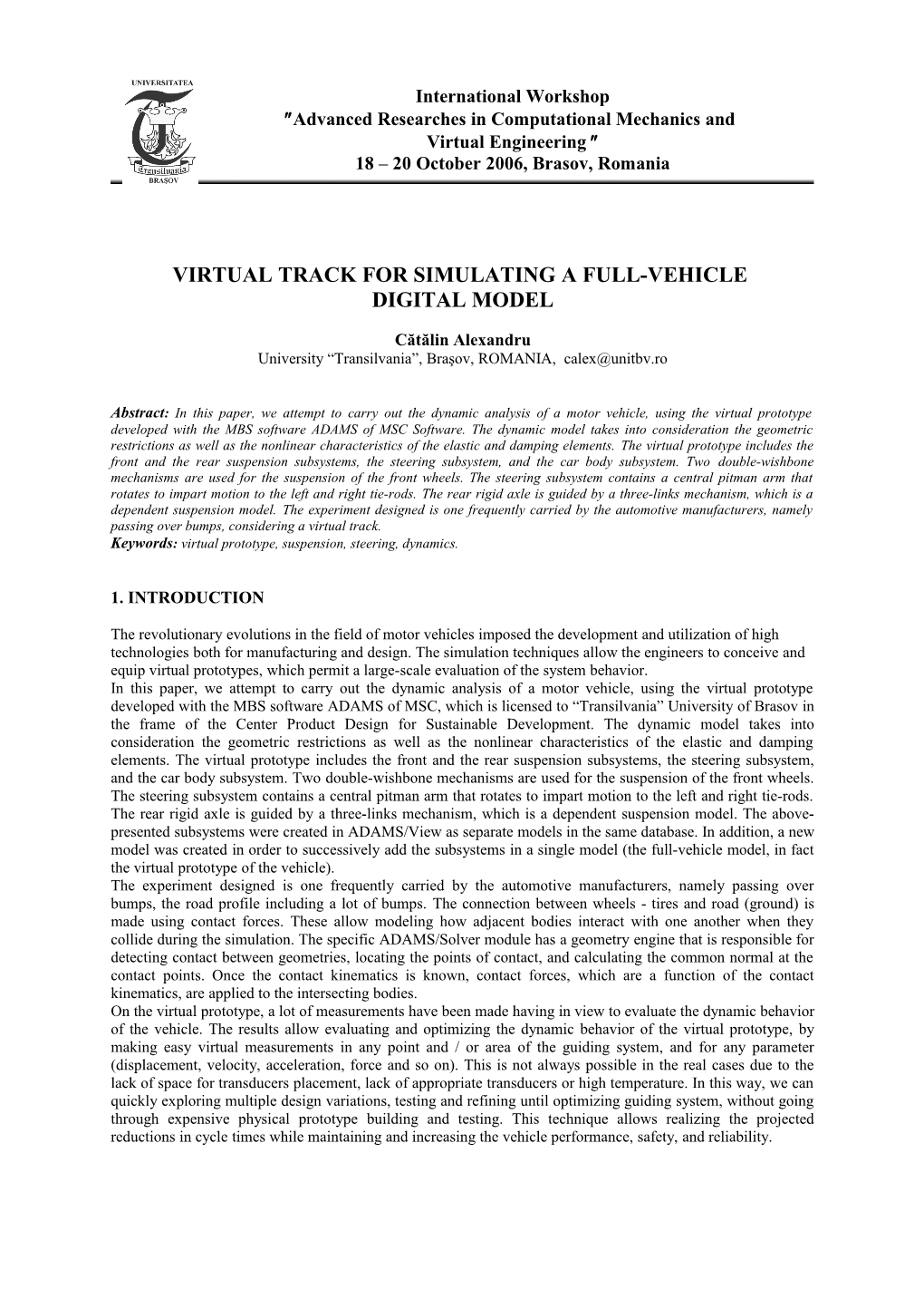 Virtual Track for Simulating a Full-Vehicle