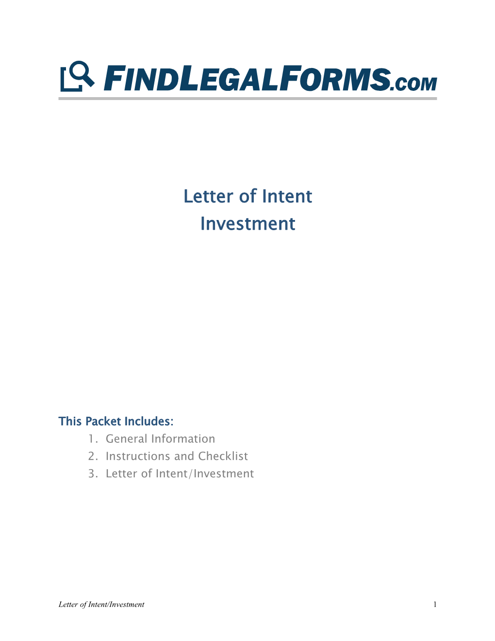 Letter of Intent/Investment