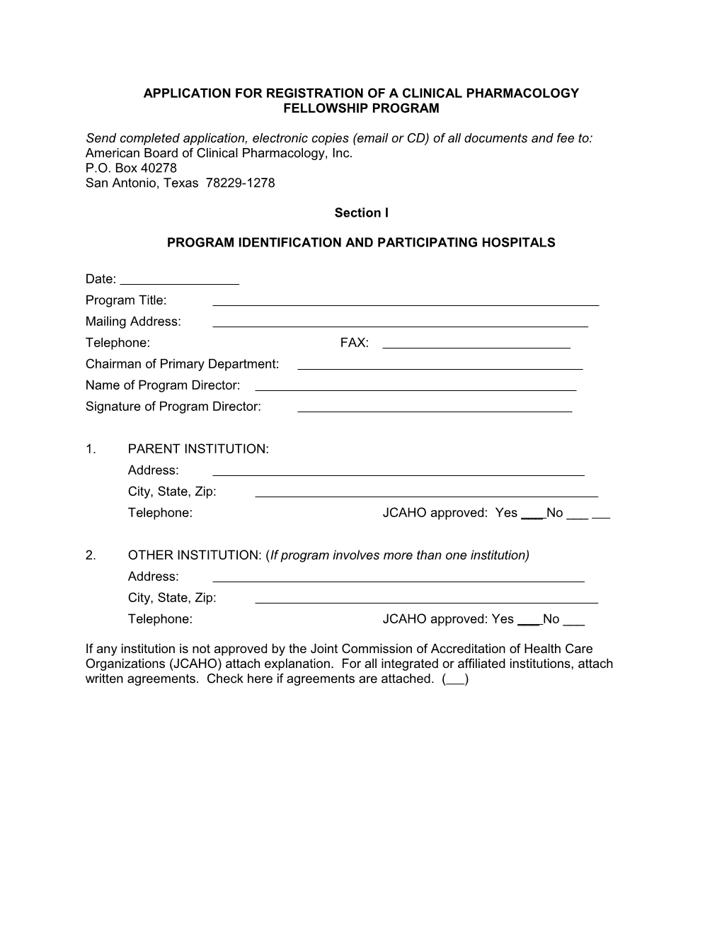 Application for Registration of a Clinical Pharmacology